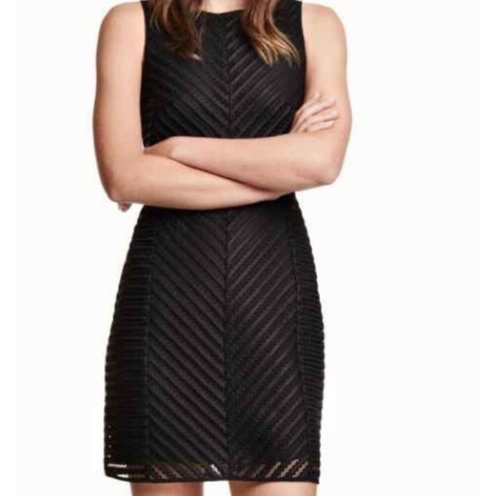 H&M Sleeveless Black Mini Dress Mesh Classic Chic Goth-6